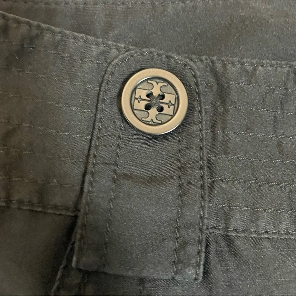 Tory Burch Dark Grey Silk Cropped Cargo Pants Size 12